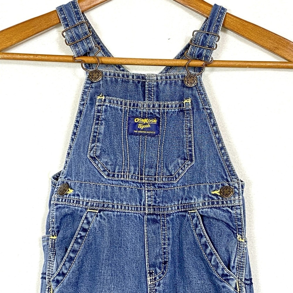 VTG 80's Oshkosh B'Gosh 18 Month Vestbak‎ Blue Denim Bib Jean Overalls Snap USA - Picture 2 of 9